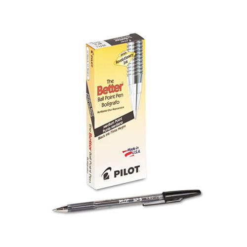Better Stick Ballpoint Pen, Medium 1mm, Black Ink, Smoke Barrel, Dozen