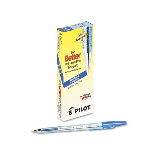 Better Stick Ballpoint Pen, Fine 0.7mm, Blue Ink, Translucent Blue Barrel, Dozen