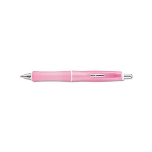 Dr. Grip Frosted Retractable Ballpoint Pen, 1mm, Black Ink, Pink Barrel