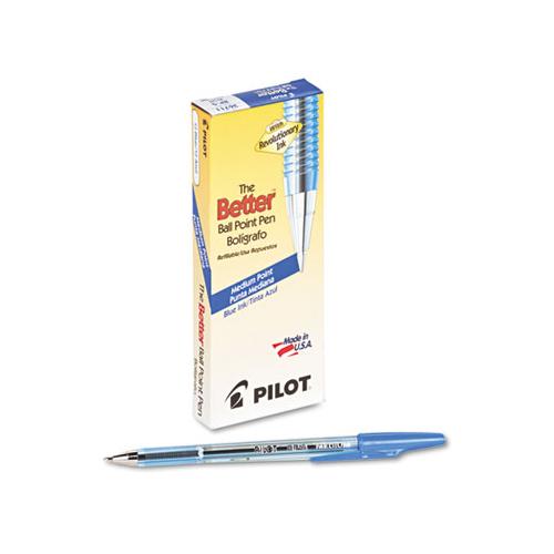 Better Stick Ballpoint Pen, Medium 1mm, Blue Ink, Translucent Blue Barrel, Dozen