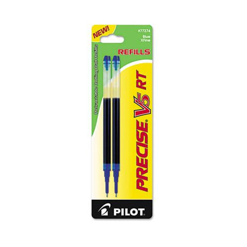Refill For Pilot Precise V5 Rt Rolling Ball, Extra-fine Point, Blue Ink, 2-pack