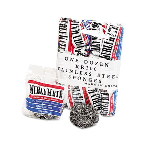 Stainless Steel Scrubbers, Medium, Steel Gray, 12-carton