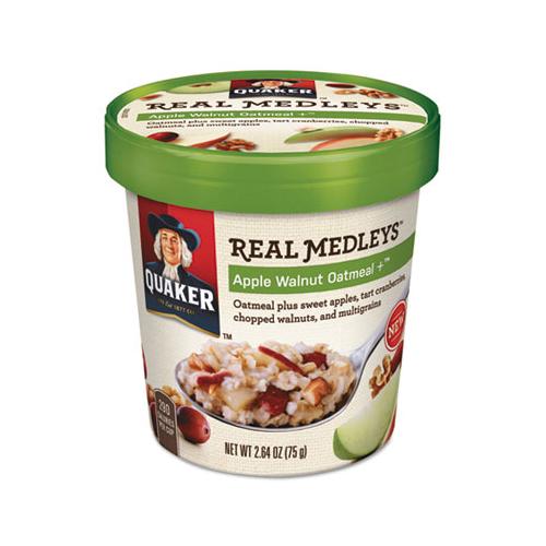 Real Medleys Oatmeal, Apple Walnut Oatmeal+, 2.64 Oz Cup, 12-carton