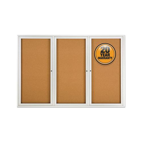 Enclosed Bulletin Board, Natural Cork-fiberboard, 72 X 48, Silver Aluminum Frame