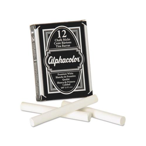 Alphacolor White Chalk, Low-dust, 12 Sticks-pack