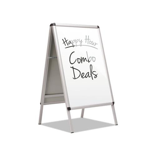 Improv A-frame Sign With Total Erase Surface, Aluminum, 28 1-2w X 42h, Silver