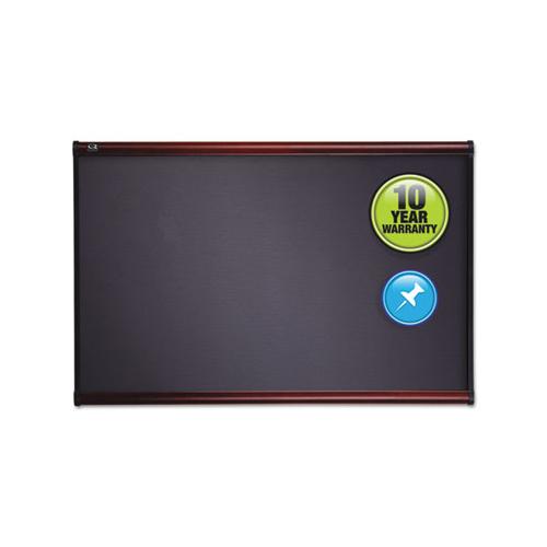 Prestige Bulletin Board, Diamond Mesh Fabric, 36 X 24, Gray-mahogany Frame