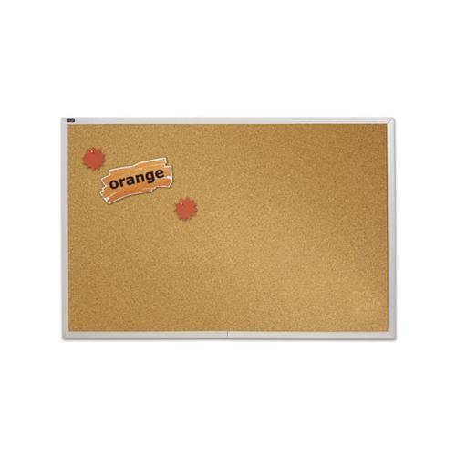 Natural Cork Bulletin Board, 72 X 48, Anodized Aluminum Frame