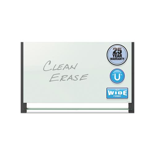 Evoque Magnetic Glass Marker Board With Black Aluminum Frame, 74 X 42, White