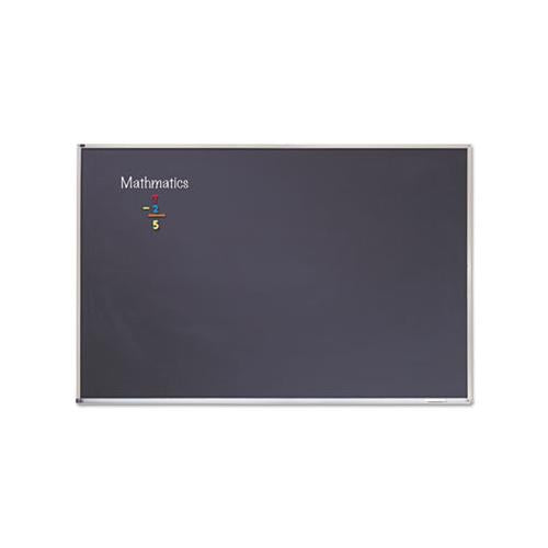 Porcelain Black Chalkboard With Aluminum Frame, 48 X 96, Silver