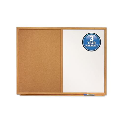 Bulletin-dry-erase Board, Melamine-cork, 48 X 36, White-brown, Oak Finish Frame