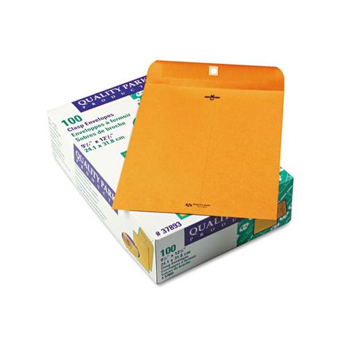 Clasp Envelope, #93, Cheese Blade Flap, Clasp-gummed Closure, 9.5 X 12.5, Brown Kraft, 100-box