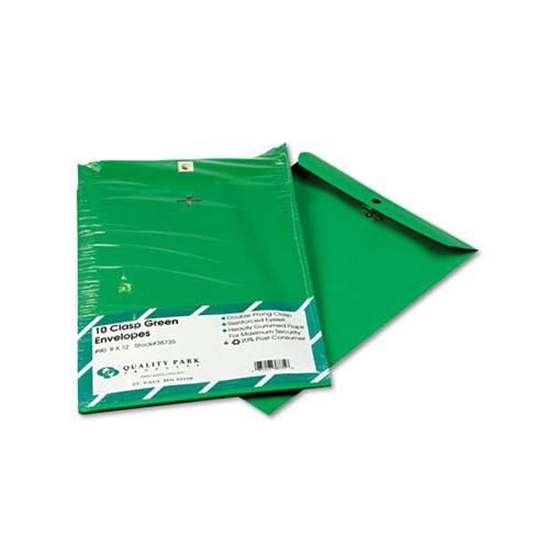 Clasp Envelope, #90, Cheese Blade Flap, Clasp-gummed Closure, 9 X 12, Green, 10-pack