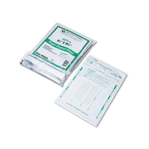 Poly Night Deposit Bags W-tear-off Receipt, 8.5 X 10-1-2, Opaque, 100 Bags-pack