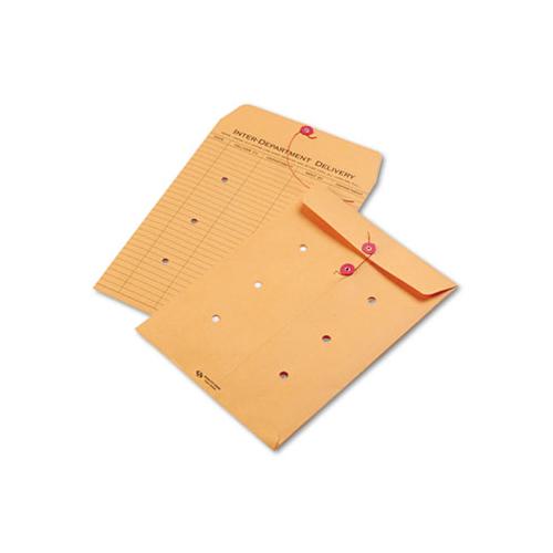 Brown Kraft String & Button Interoffice Envelope, #90, One-sided Five-column Format, 9 X 12, Brown Kraft, 100-carton