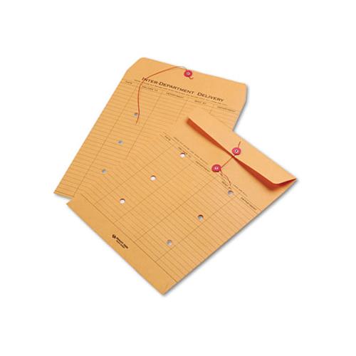 Brown Kraft String & Button Interoffice Envelope, #97, Two-sided Five-column Format, 10 X 13, Brown Kraft, 100-carton