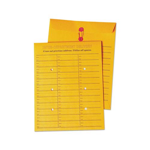 Brown Kraft String & Button Box-style Interoffice Envelope, #97, Two-sided Three-column Format, 10 X 13, Brown Kraft, 100-box