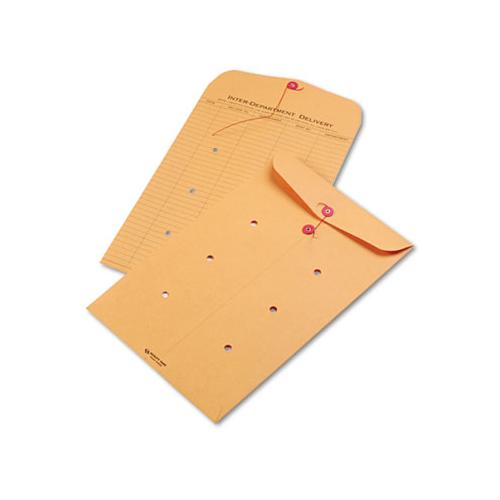 Brown Kraft String & Button Interoffice Envelope, #98, One-sided Five-column Format, 10 X 15, Brown Kraft, 100-carton
