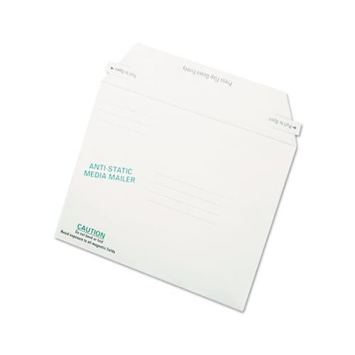 Antistatic Fiberboard Disk Cd-dvd Mailer, Cheese Blade Flap, Closure, 6 X 8.63, White, 25-box