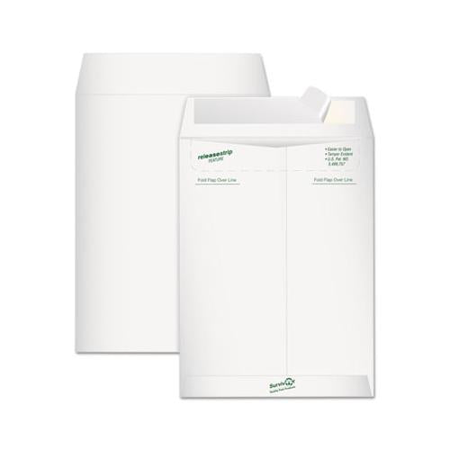 Catalog Mailers, Dupont Tyvek, #10 1-2, Cheese Blade Flap, Redi-strip Closure, 9 X 12, White, 15-pack