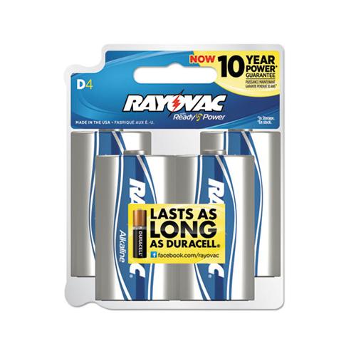 High Energy Premium Alkaline D Batteries, 4-pack
