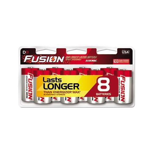 Fusion Advanced Alkaline D Batteries, 8-pack