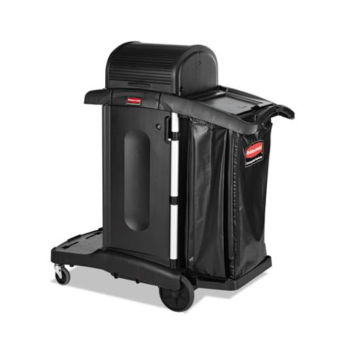 Executive High Security Janitorial Cleaning Cart, 23.1w X 39.6d X 27.5h, Black