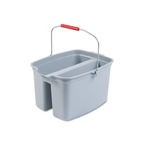 19 Quart Double Utility Pail, 18 X 14 1-2 X 10, Gray Plastic