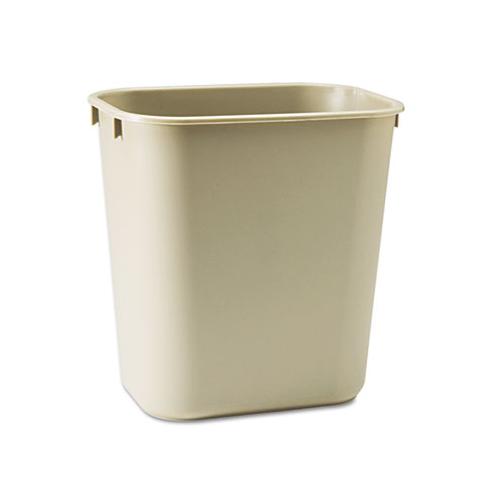 Deskside Plastic Wastebasket, Rectangular, 3.5 Gal, Beige