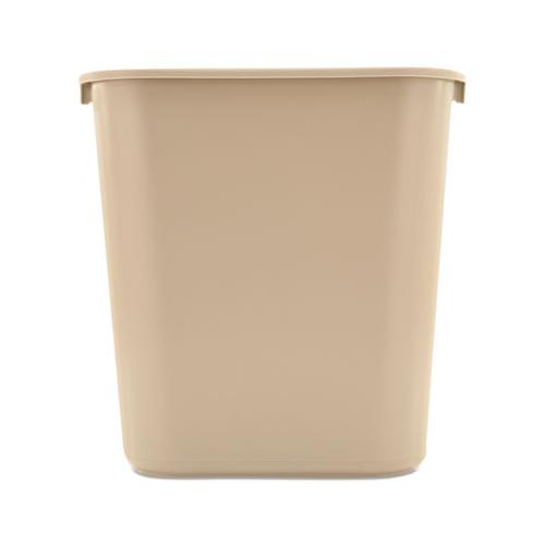 Deskside Plastic Wastebasket, Rectangular, 7 Gal, Beige