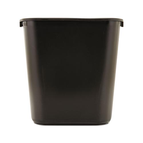 Deskside Plastic Wastebasket, Rectangular, 7 Gal, Black