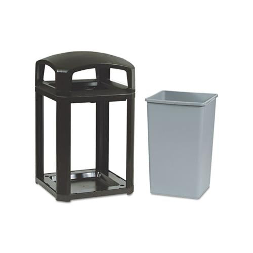 Landmark Series Classic Dome Top Container, Plastic, 35 Gal, Sable