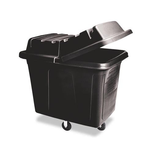 Metal Frame Cube Truck, Rectangular, Polyethylene, 400 Lb Capacity, 12 Cu Ft, Black