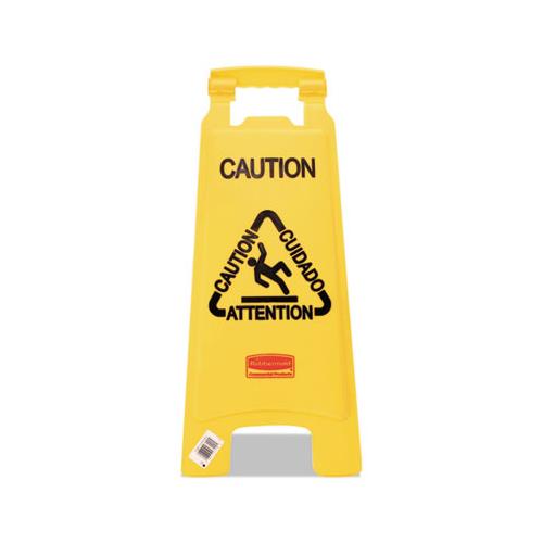 Multilingual "caution" Floor Sign, Plastic, 11 X 12 X 25, Bright Yellow