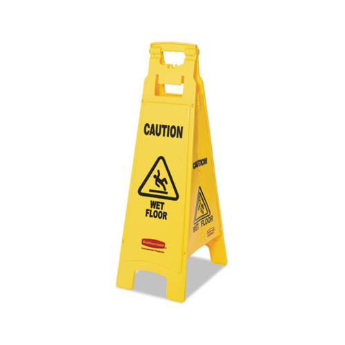 Caution Wet Floor Floor Sign, 4-sided, Plastic, 12 X 16 X 38, Yellow
