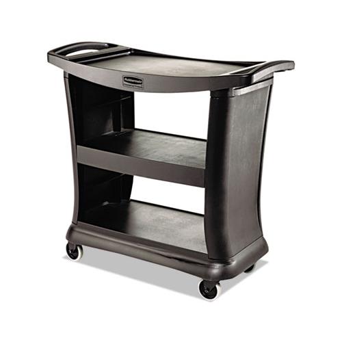 Executive Service Cart, Three-shelf, 20.33w X 38.9d X 38.9 H, Black