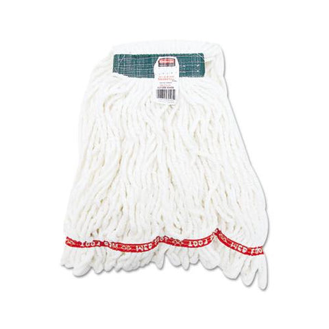 Web Foot Shrinkless Looped-end Wet Mop Head, Cotton-synthetic, Medium, White