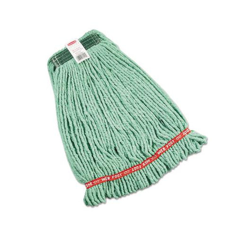 Web Foot Wet Mop Heads, Shrinkless, Cotton-synthetic, Green, Medium