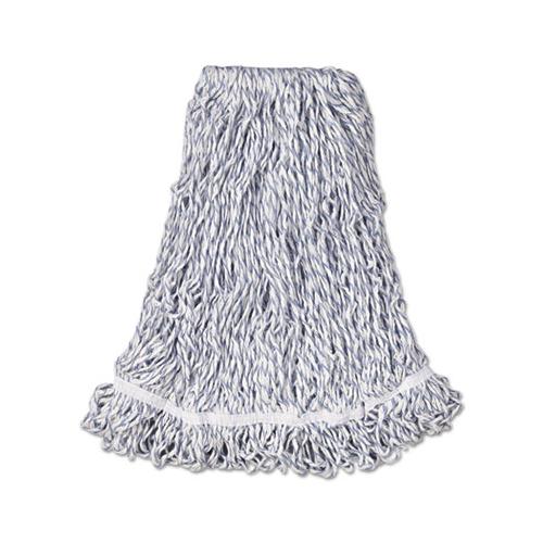Web Foot Finish Mop, Cotton-synthetic, White, Large, 1" White Headband, 6-carton