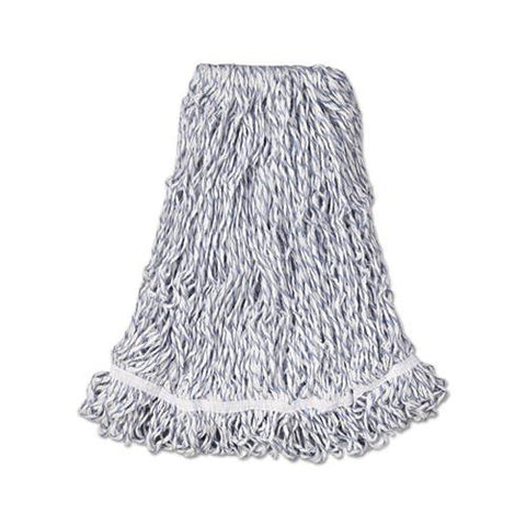 Web Foot Finish Mop, Cotton-synthetic, White, Large, 1" White Headband, 6-carton
