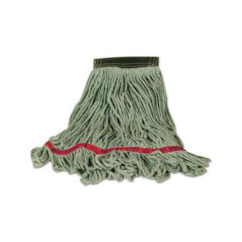 Swinger Loop Wet Mop Heads, Cotton-synthetic Blend, Green, Medium, 6-carton