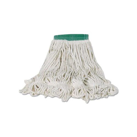 Swinger Loop Shrinkless Mop Heads, Cotton-synthetic, White, Medium, 6-carton