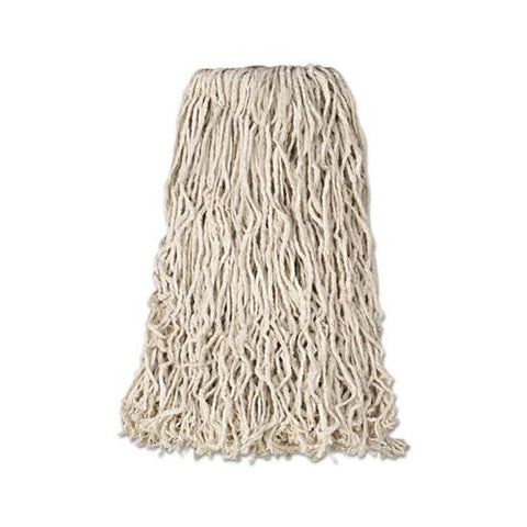 Premium Cut-end Cotton Wet Mop Head, 24oz, White, 1" Orange Band, 12-carton