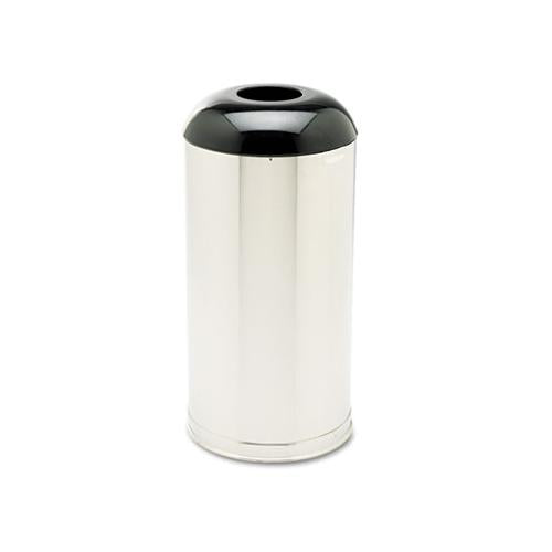 European And Metallic Drop-in Dome Top Receptacle, Round, 15 Gal, Satin Stainless