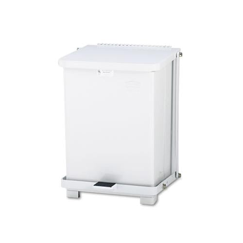 Defenders Biohazard Step Can, Square, Steel, 4 Gal, White