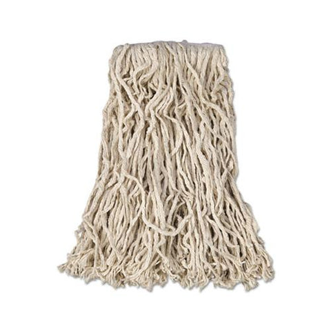 Economy Cut-end Cotton Wet Mop Head, 16oz, 1" Band, White, 12-carton