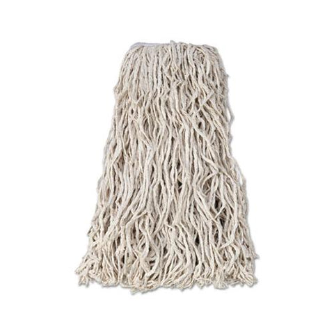 Economy Cut-end Cotton Wet Mop Head, 24oz, 1" Band, White, 12-carton