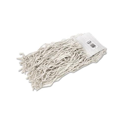 Economy Cotton Mop Heads, Cut-end, White, 24 Oz, 5-in White Headband, 12-carton