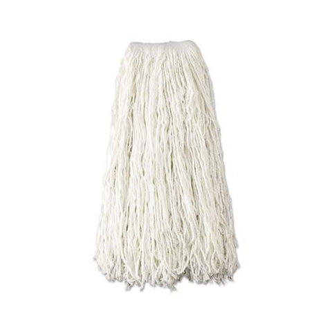 Economy Cut-end Rayon Mop Head, 24oz, 1" Band, White, 12-carton