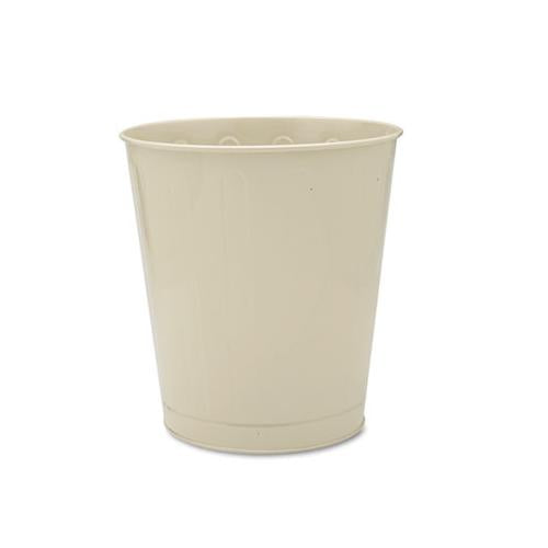 Fire-safe Wastebasket, Round, Steel, 6.5 Gal, Almond